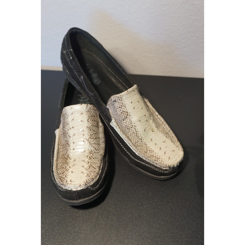 Mens Genuine Water Snake Skin Loafers Black Suede Slip On Shoes Size 12